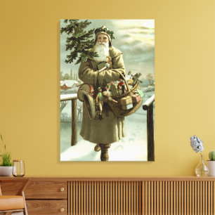 Weihnachten, Viktorianischer Weihnachtsmann mit Sp Leinwanddruck