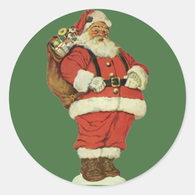 Weihnachten, Viktorianischer Weihnachtsmann mit Sp Runder Aufkleber (Vorderseite)