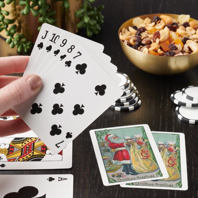 Weihnachten, Viktorianischer Weihnachtsmann mit Sp Spielkarten (In Situ)