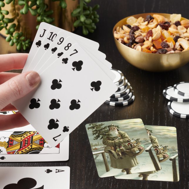 Weihnachten, Viktorianischer Weihnachtsmann mit Sp Spielkarten (In Situ)