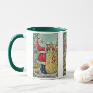 Weihnachten, Viktorianischer Weihnachtsmann mit Sp Tasse