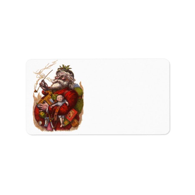 Weihnachten, Viktorianischer Weihnachtsmann Pipe T Adressaufkleber (Vorne)