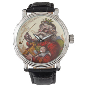 Weihnachten, Viktorianischer Weihnachtsmann Pipe T Armbanduhr