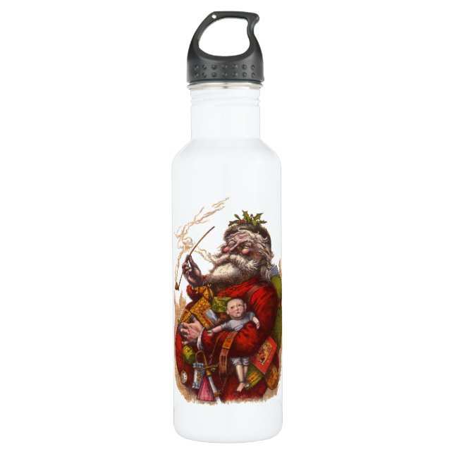 Weihnachten, Viktorianischer Weihnachtsmann Pipe T Edelstahlflasche (Vorderseite)