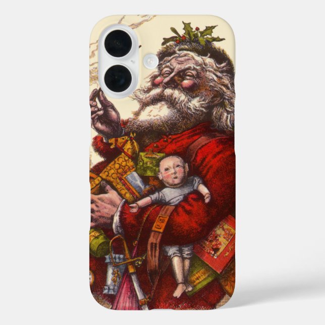 Weihnachten, Viktorianischer Weihnachtsmann Pipe T iPhone 16 Hülle (Rückseite)