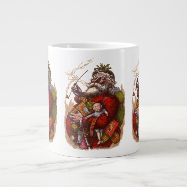 Weihnachten, Viktorianischer Weihnachtsmann Pipe T Jumbo-Tasse (Vorderseite)