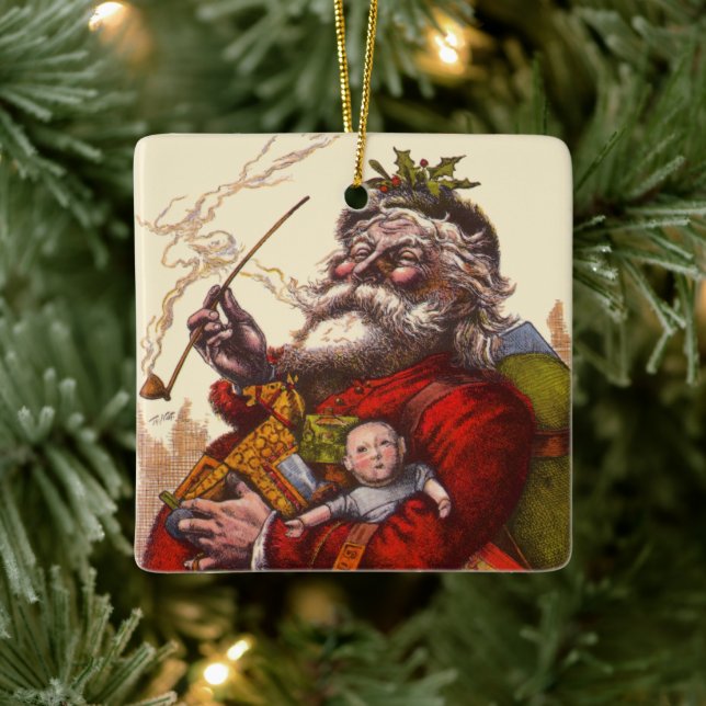 Weihnachten, Viktorianischer Weihnachtsmann Pipe T Keramikornament (Baum)