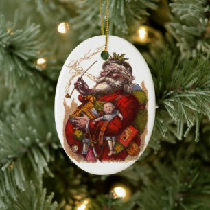 Weihnachten, Viktorianischer Weihnachtsmann Pipe T Keramikornament