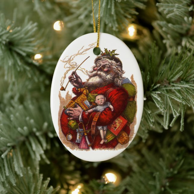 Weihnachten, Viktorianischer Weihnachtsmann Pipe T Keramikornament (Baum)