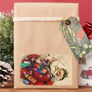 Weihnachten, Viktorianischer Weihnachtsmann Pipe T Rechteckiger Aufkleber