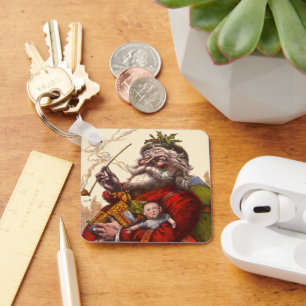 Weihnachten, Viktorianischer Weihnachtsmann Pipe T Schlüsselanhänger