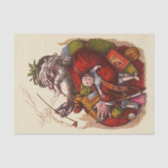 Weihnachten, Viktorianischer Weihnachtsmann Pipe T Seidenpapier (Vorderseite)