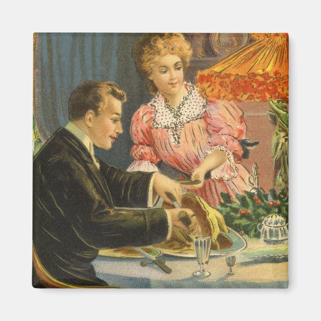 Weihnachten, Viktorianisches Familienessen Magnet (Vorne)
