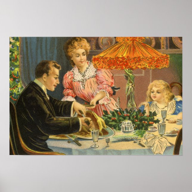 Weihnachten, Viktorianisches Familienessen Poster (Vorne)