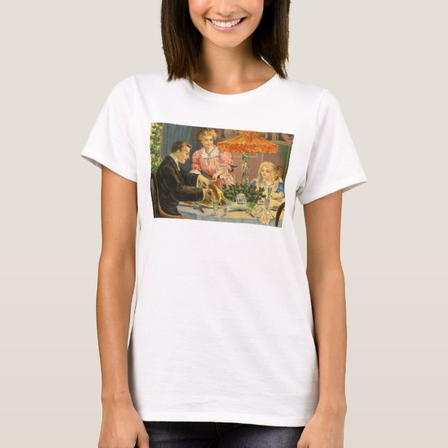 Weihnachten, Viktorianisches Familienessen T-Shirt (Vorderseite)