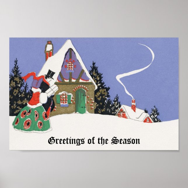 Weihnachten, Viktorianisches Paar Auf dem Weg ins  Poster (Vorne)
