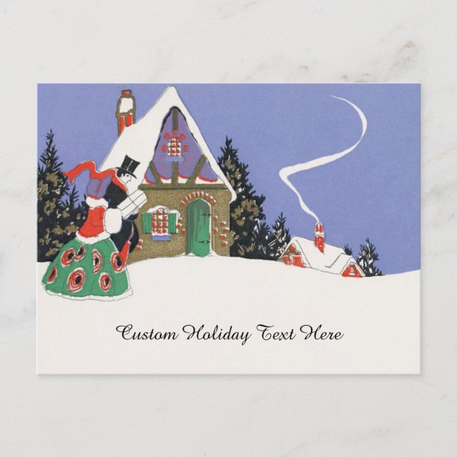 Weihnachten, Viktorianisches Paar Auf dem Weg ins  Postkarte (Vorderseite)