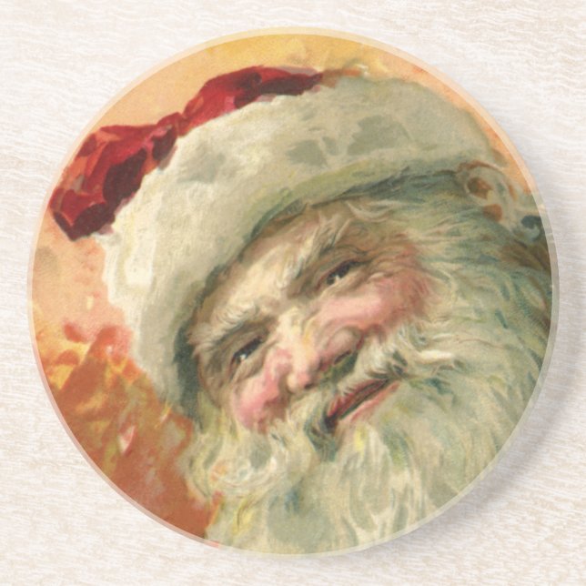 Weihnachten, Viktorianisches Weihnachtsportrait Sandstein Untersetzer (Vorne)