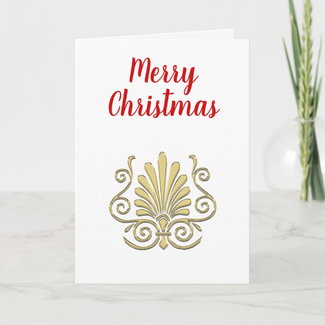 Weihnachten Vintag Art Deco Gold Plume Arabesque (Vorderseite)