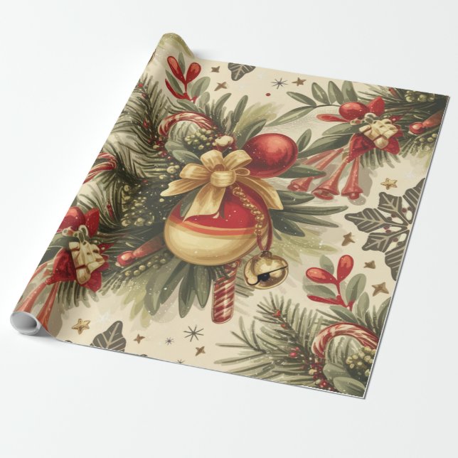 Weihnachten Vintag Chefmuster Geschenkpapier (Ungerollt)