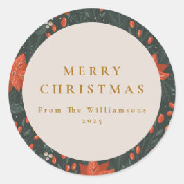 Weihnachten Vintag Roter Botanischer Garten Custom Runder Aufkleber