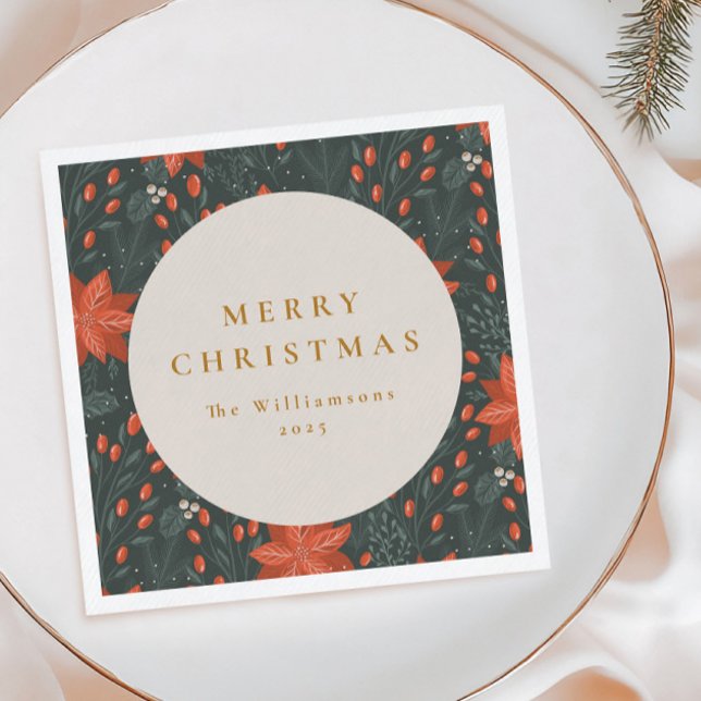 Weihnachten Vintag Roter Botanischer Garten Custom Serviette (Von Creator hochgeladen)