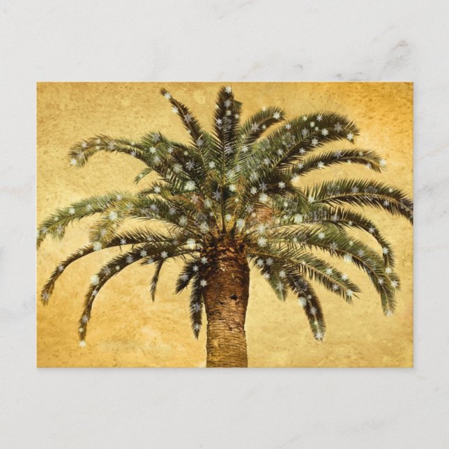 Weihnachten Vintag Tropischer Palmenbaum w Schneef (Vorderseite)