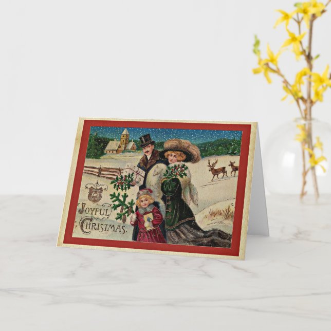 Weihnachten, Vintage Feiertage Karte (Gelbe Blume)