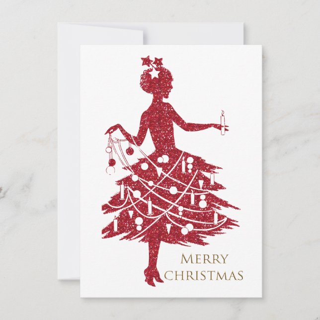 Weihnachten, Vintage Frau Feiertagskarte (Vorderseite)