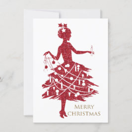 Weihnachten, Vintage Frau Feiertagskarte