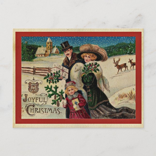 Weihnachten, Vintage Illustration, Postkarte (Vorderseite)