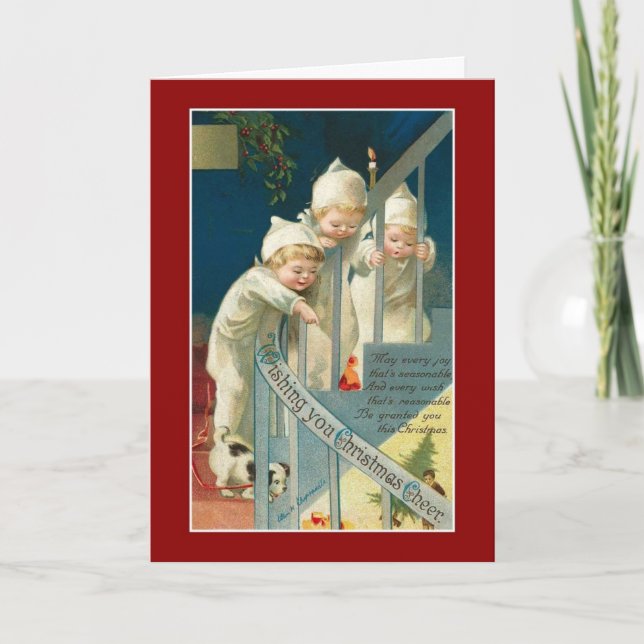 Weihnachten Vintage Karte frohe Weihnachtskinder (Vorderseite)