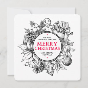 Weihnachten Vintage Karte. Handgezeichneter Weihna