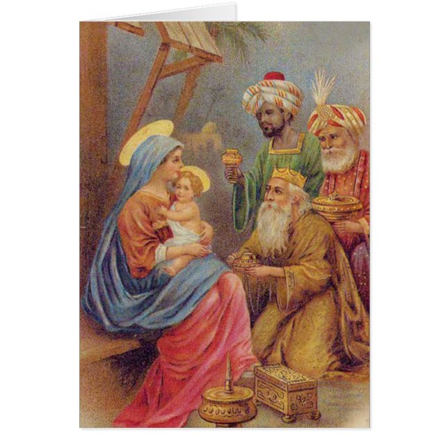 Weihnachten Vintage Krippe Jesus Illustration (Vorne)
