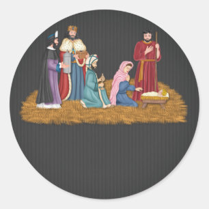 Weihnachten Vintage Krippe Runder Aufkleber