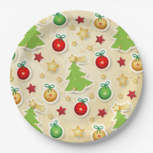 Weihnachten Vintage-Muster Pappteller