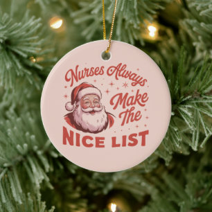 Weihnachten Vintage Santa Krankenschwestern stehen Keramik Ornament