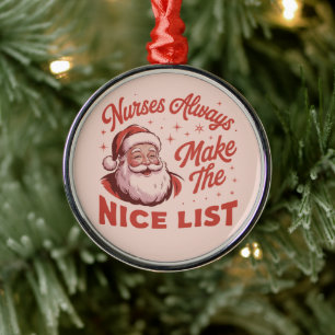 Weihnachten Vintage Santa Krankenschwestern stehen Ornament Aus Metall