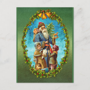 Weihnachten Vintage Santa mit Kindern Weihnachtsba Postkarte