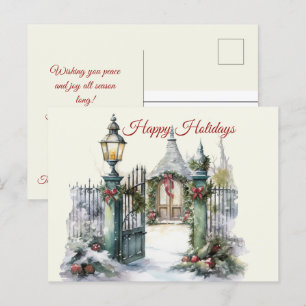 Weihnachten Vintage Winterlandschaft glückliche Fe Postkarte