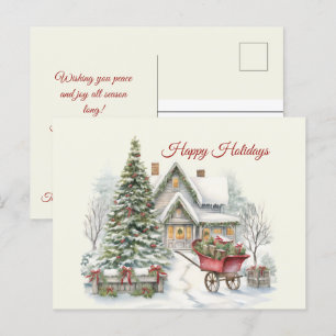 Weihnachten Vintage Winterlandschaft glückliche Fe Postkarte