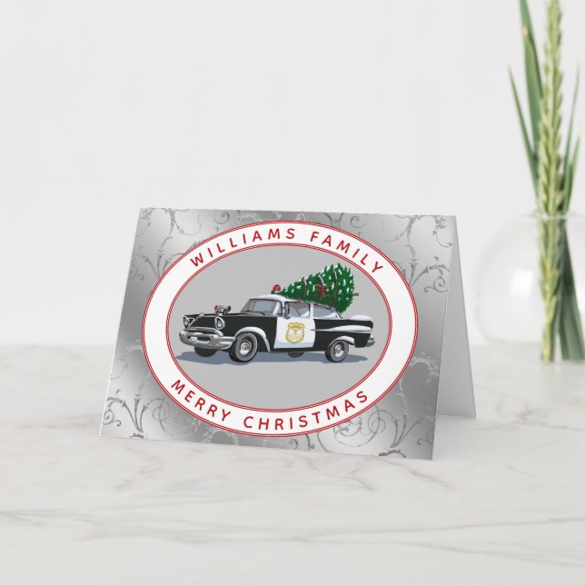 Weihnachten Vintagen Polizeiwagen Familienname Sil (Vorderseite)