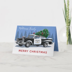 Weihnachten Vintager Polizeiwagen Reisekarte