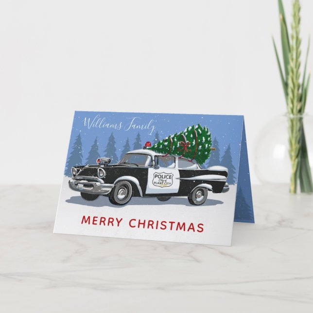 Weihnachten Vintager Polizeiwagen Reisekarte (Vorderseite)