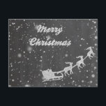 Weihnachten | Vintager Santa Claus Sleigh<br><div class="desc">Saubere und einfache Weihnachtskarte mit einem Weihnachtsmann in seinem Schlitten mit seinem fliegenden Rentier. Erhältlich als Flachkarte und Postkarte. Wünschen Sie allen ein frohes Weihnachtsfest und viel Glück ins neue Jahr!</div>