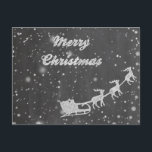Weihnachten | Vintager Santa Claus Sleigh<br><div class="desc">Saubere und einfache Weihnachtskarte mit einem Weihnachtsmann in seinem Schlitten mit seinem fliegenden Rentier. Erhältlich als Flachkarte und Postkarte. Wünschen Sie allen ein frohes Weihnachtsfest und viel Glück ins neue Jahr!</div>