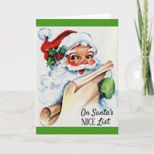 Weihnachten Vintager Weihnachtsmann Nizza Liste Karte