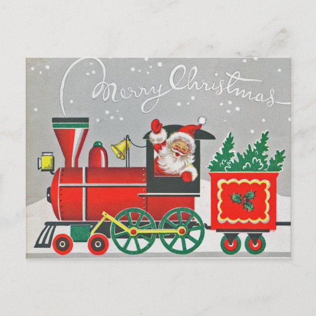 Weihnachten Vintager Zug Roter Weihnachtsfeiertag Postkarte (Vorderseite)