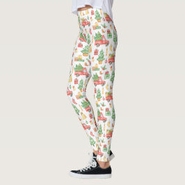 Weihnachten Vintages Rotlastmuster Leggings