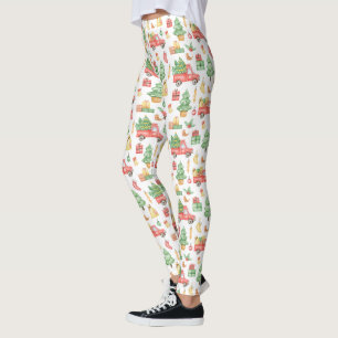 Weihnachten Vintages Rotlastmuster Leggings
